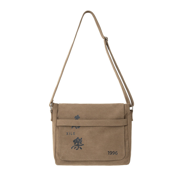 Wholesale Crossbody bag, new high-end backpack, large capacity canvas mailman bag, couple's casual shoulder bag, women's shoulder bag