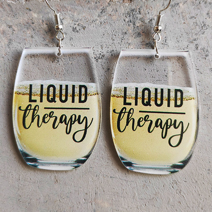 Wholesale 2 Pairs/Pack Wine Glass Letter Little Bee Whiskey Earrings JDC-ES-HeYi068