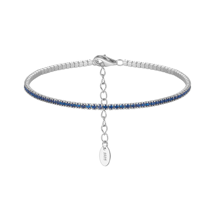 Wholesale Solid Zircon Tennis Chain Pure Silver Adjustable Bracelet