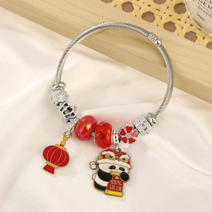 Wholesale Stainless Steel Panda Bracelet Travel Souvenir Fashion Accessory MOQ≥2