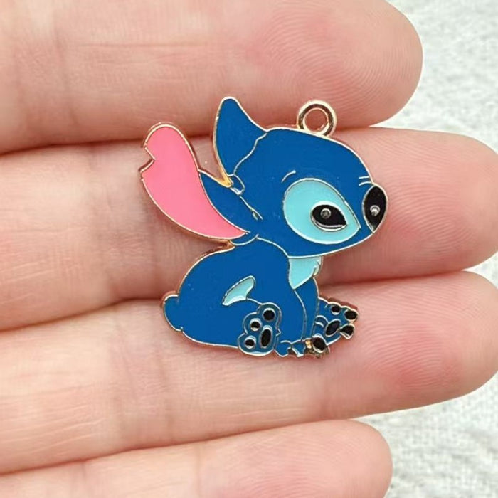Wholesale 10pcs Cartoon Couple DIY Jewelry Accessories Alloy Enamel Pendant Keychain Earrings