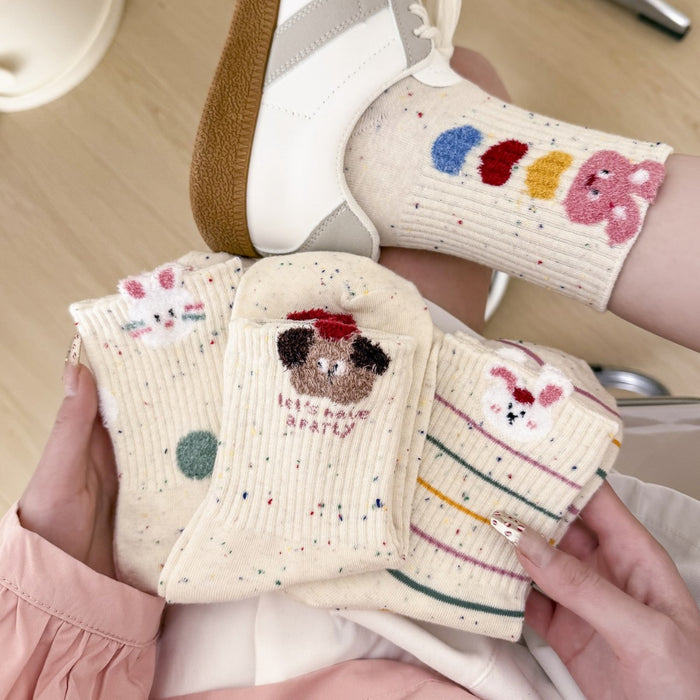 Wholesale New Socks Children's Cartoon Love Rabbit Dot Yarn Women's Middle Tube Cotton Socks