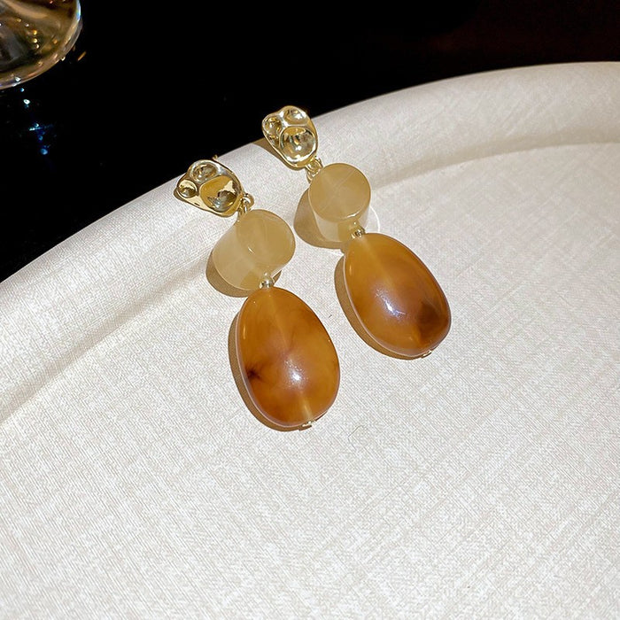 Wholesale  silver needle geometric irregular resin earrings heart earrings