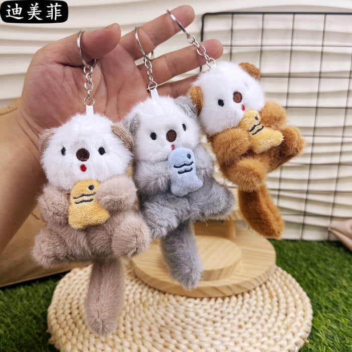 Wholesale Creative Cute and Cute Sea Otter Pendant Plush Toy Fish Cat Doll Bag Doll Keychain Doll Small Gift