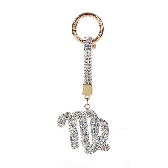 Wholesale Full Crystal Zodiac Keychain Diamond-Encrusted Car Key Chain,  Simple and Personalized Pendant