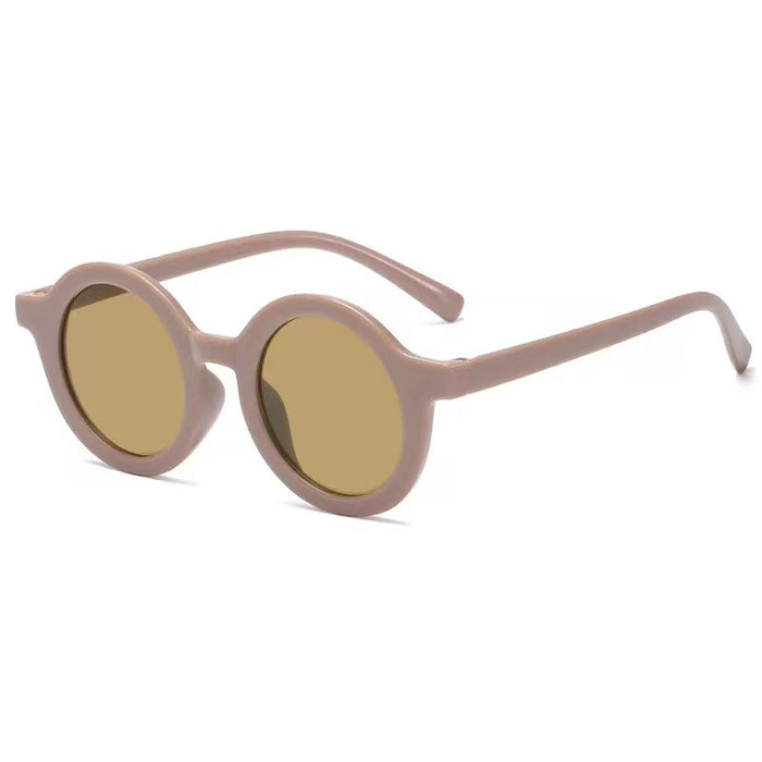 Wholesale Baby sunglasses matte children's sunglasses trendy round frame retro mocha mirror