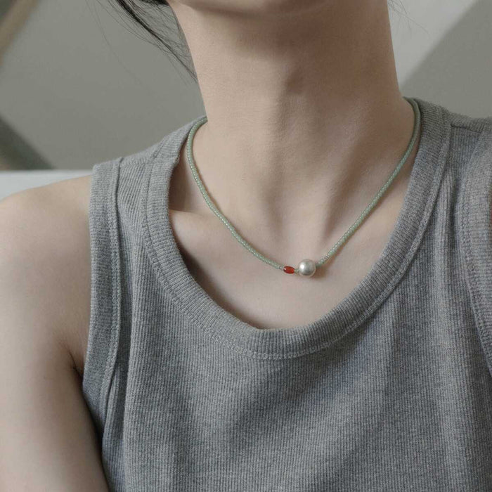 Wholesale Green Beaded Necklace Chain New Chinese Style Neck Chain Women