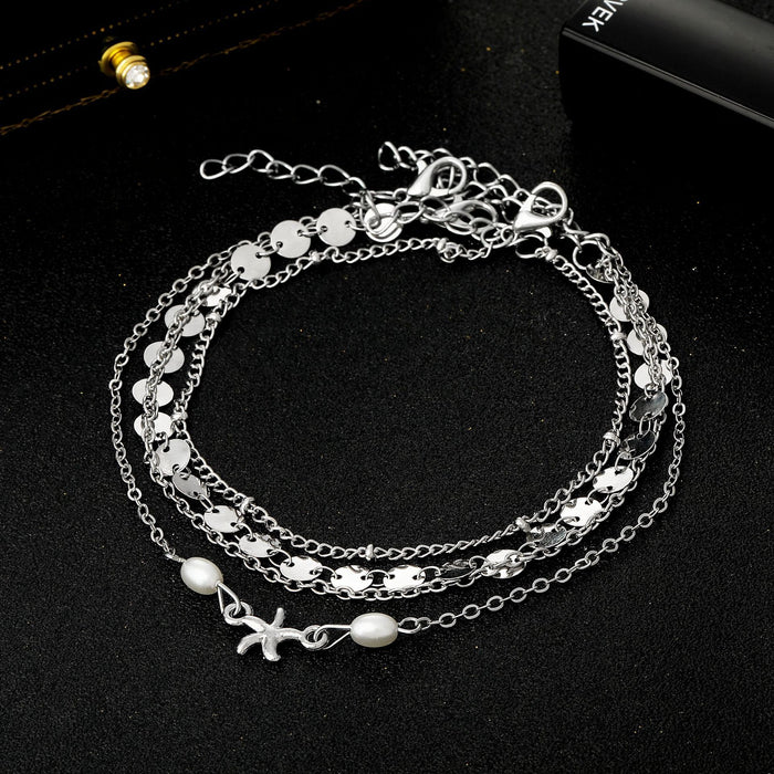 Wholesale Retro Starfish Turquoise Beach Anklets