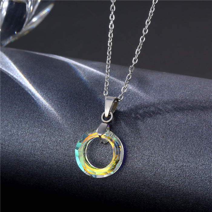 Wholesale Popular jewelry, crystal pendant, stainless steel short necklace, collarbone chain