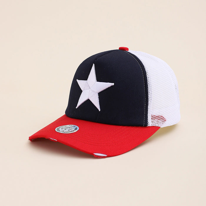 Wholesale Five-pointed star three-dimensional embroidery baseball cap outdoor sports sun protection breathable back mesh peaked cap