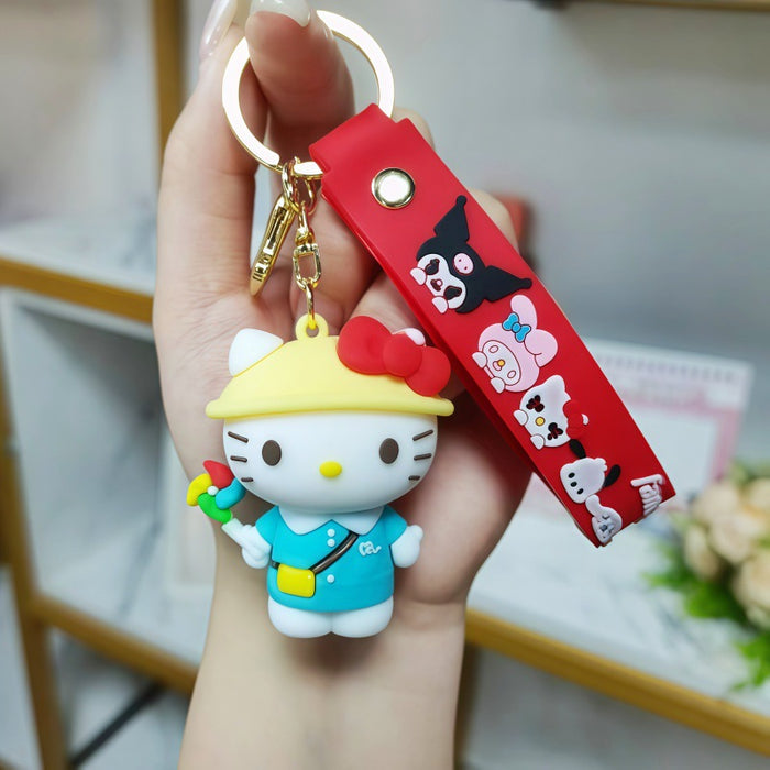 Wholesale Metal Cartoon Cat Keychain Gift Bag Charm for Birthday Business Gifts MOQ≥2