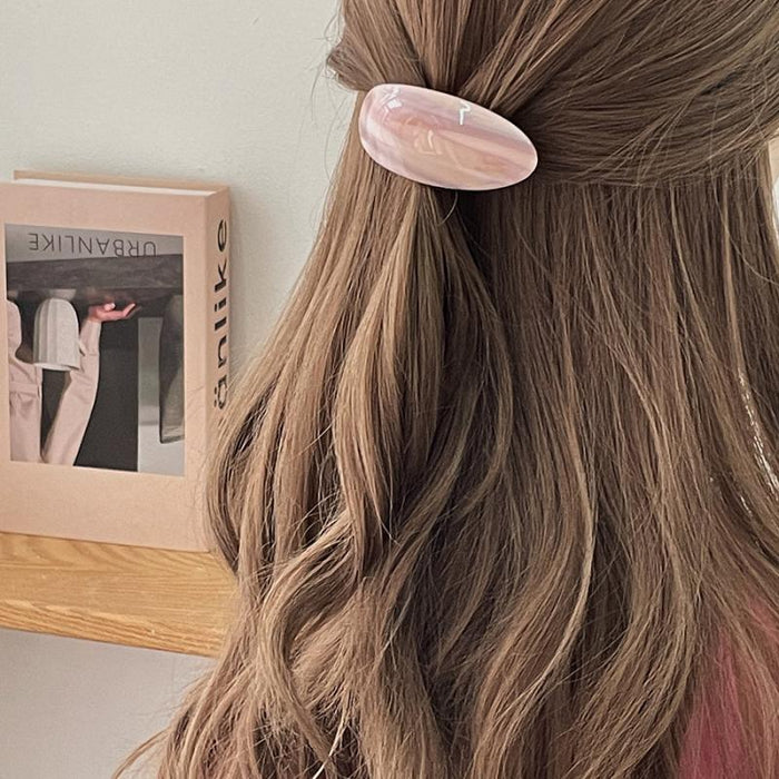 Wholesale Spring clip, high-end feeling, oval half tied hair, straight clip tied ponytail hair clip, headband
