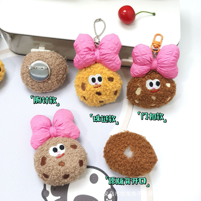 Wholesale Cute Creative Bow Cookie Pendant Cute Fun Biscuit Plush Doll Keychain Bag Car Pendant Decoration