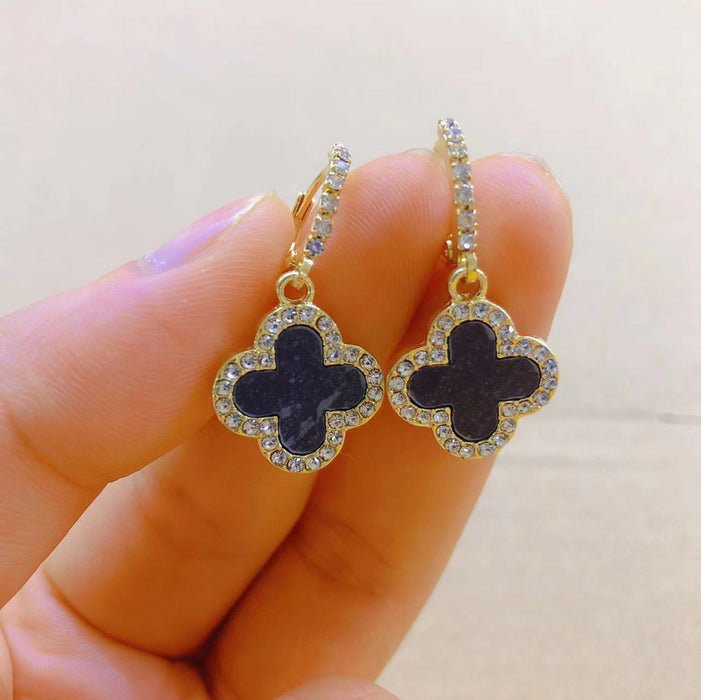 Wholesale Silver Needle Small Fragrant Wind Four Leaf Clover Earrings, Light Luxury, Niche Earrings, Internet Celebrity, High End Earrings for Women