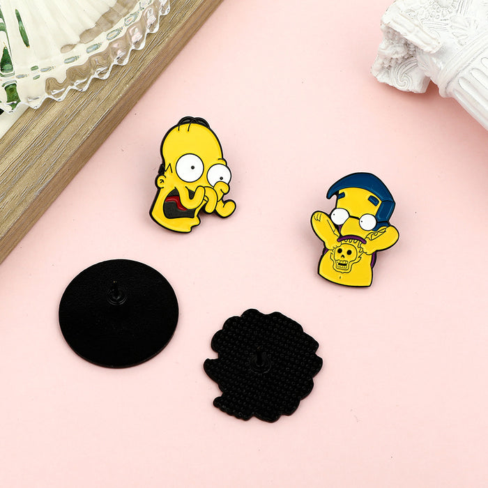 Wholesale Cartoon Simpsons Brooch Alloy Oil Dropping Badge Bag Clothes Accessories