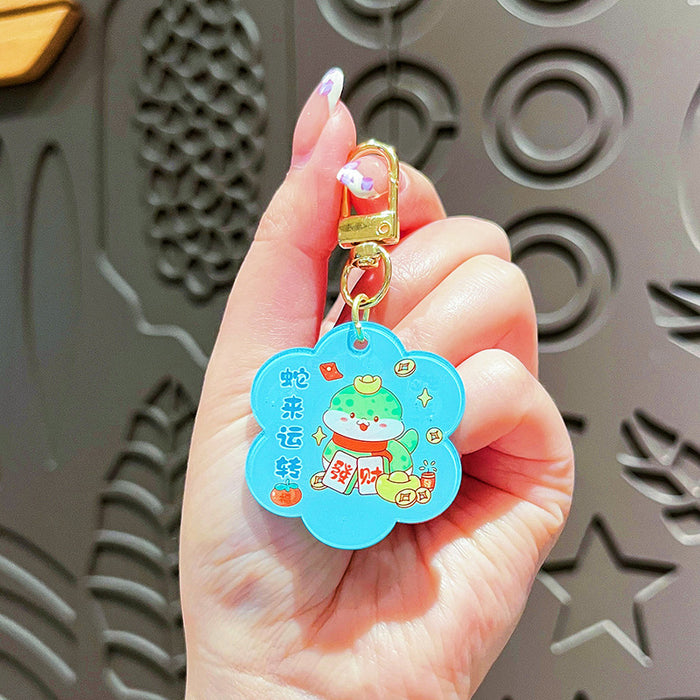 Wholesale Original Acrylic Text Card Keychain Cute Cartoon Snake Year Mascot Bag Pendant