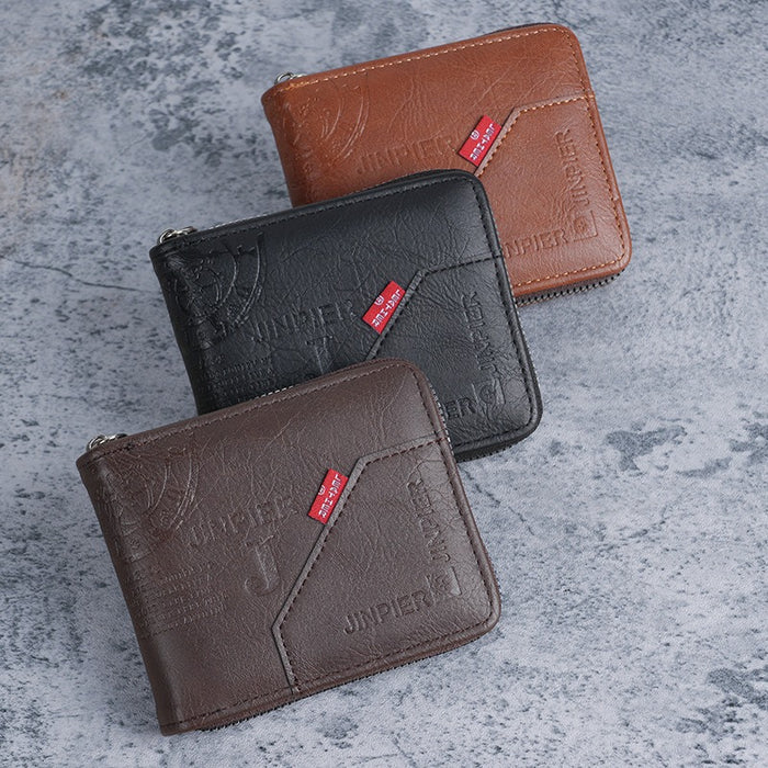 Wholesale Vintage Men' s Pu Leather Zipper Wallet Coin Purse Gift Boutique