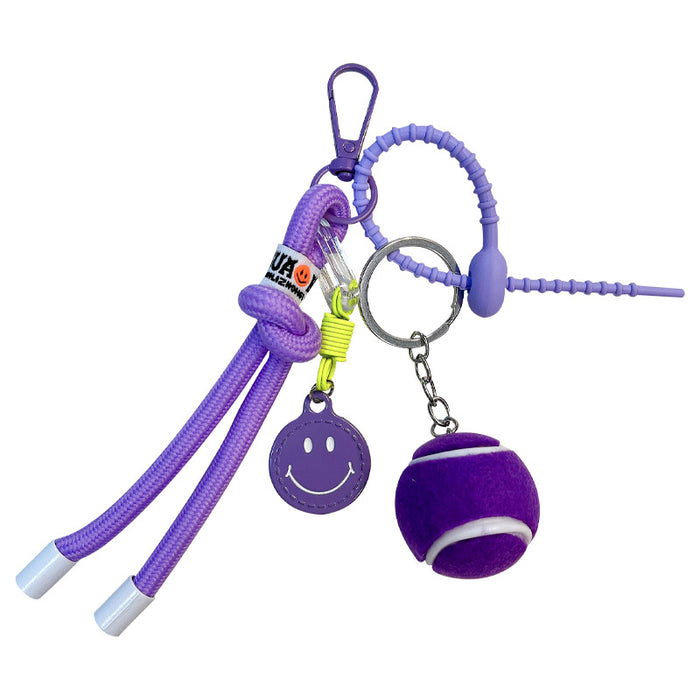 Wholesale Colorful Smiley-Face Tennis Ball Car Keychain