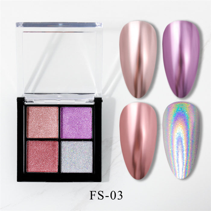 Wholesale Nail art four-color magic mirror powder, laser powder, two-color solid powder