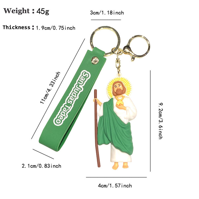 Wholesale Jesus Saint Keychain Pendant PVC Soft Glue Virgin Bag Car Key Chain Jewelry Gift