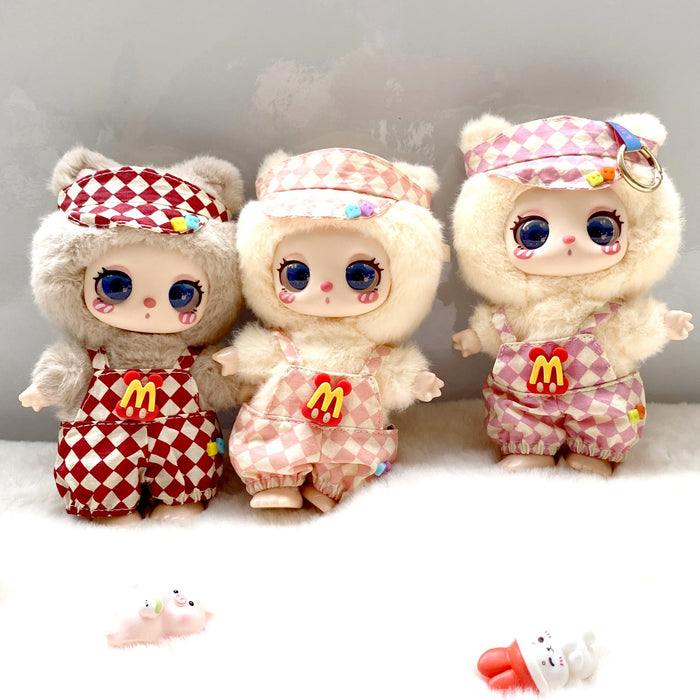 Wholesale Pendant Doll Clothes Checkboard Tennis Clothes suit Suspenders Skirt