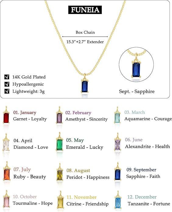 Wholesale Square Birthstone Colored Zircon Pendant Color Preserving Box Chain Necklace