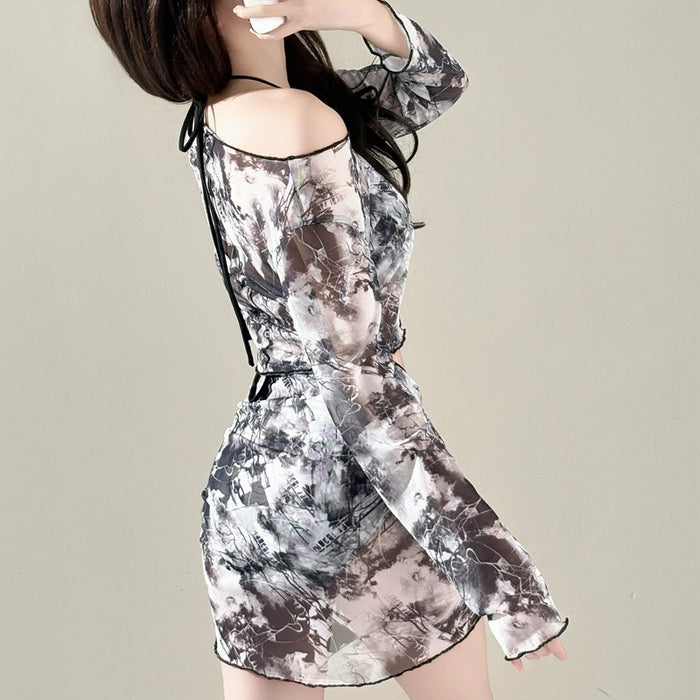 Wholesale Bikini four piece swimsuit gauze skirt split swimsuit sexy hot spring swimsuit