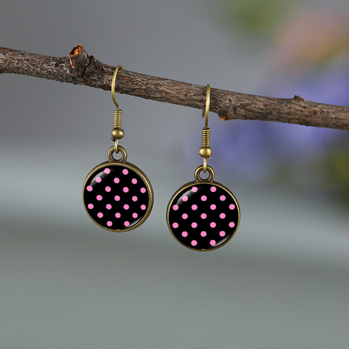 Wholesale Round Polka Dot Pattern Earrings for Men and Women Creative Earrings