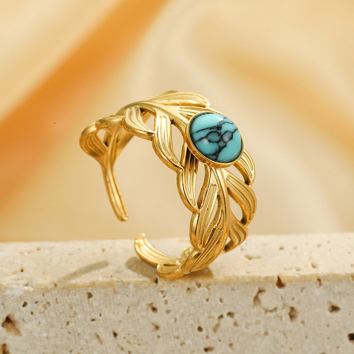 Wholesale Asymmetric geometry retro ring titanium steel light luxury design anti fading stainless steel jewelry