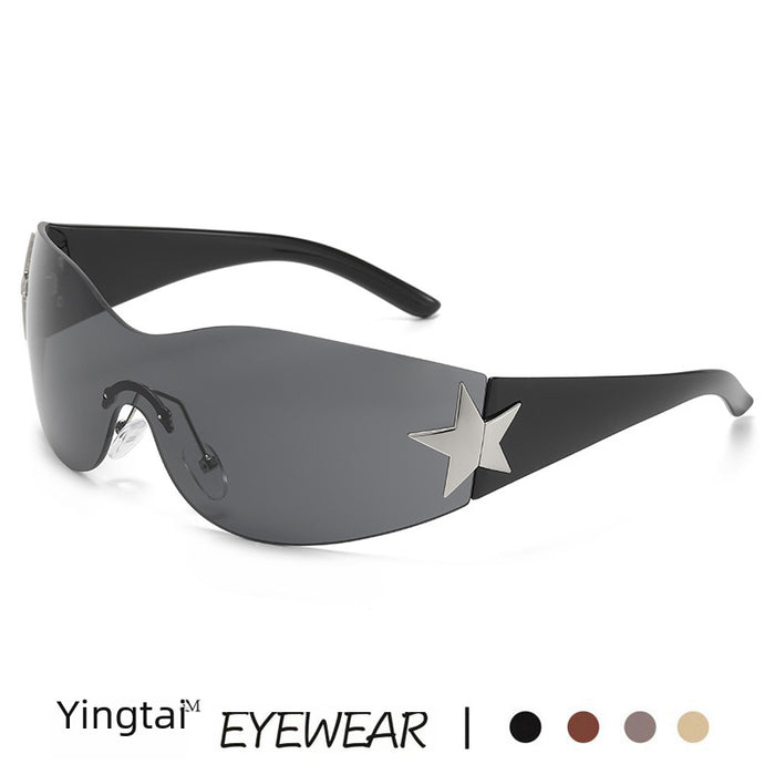 Wholesale Sunglasses integrated pilot sunshade sunglasses pentagram glasses