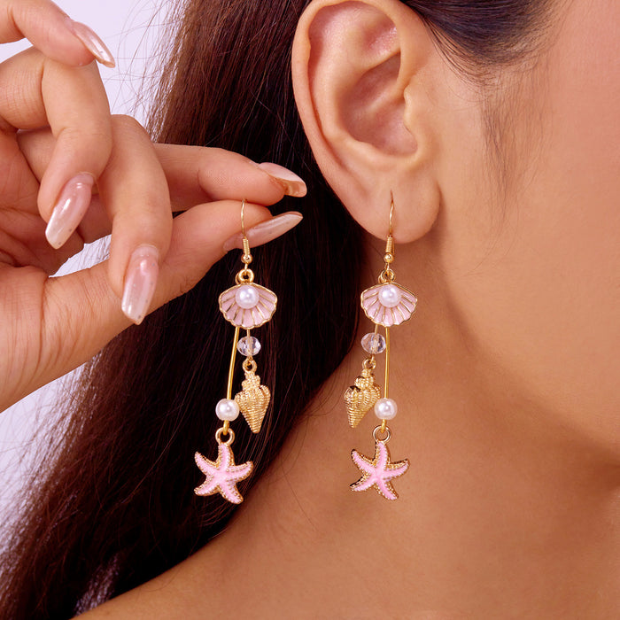 Wholesale  texture conch shell starfish earrings niche  design earrings