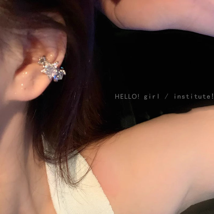 Wholesale Zircon micro inlaid ear clip with unique ear bone clip earrings, light luxury and high-end without ear hole earrings