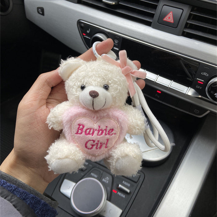 Wholesale White Rabbit Teddy Bear Bow Barbie Love Plush Car Keychain Bag Pendant
