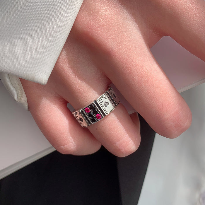 Wholesale s925 Sterling Silver Poker Zircon Rework Ring