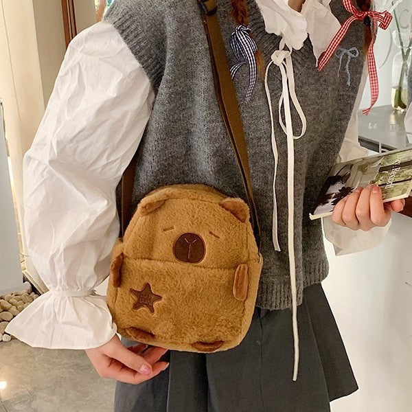 Wholesale Kapibala Children's Plush Bag Female Cute Capybara Shoulder Bag Cartoon Animal Doll  Portable Crossbody Bag