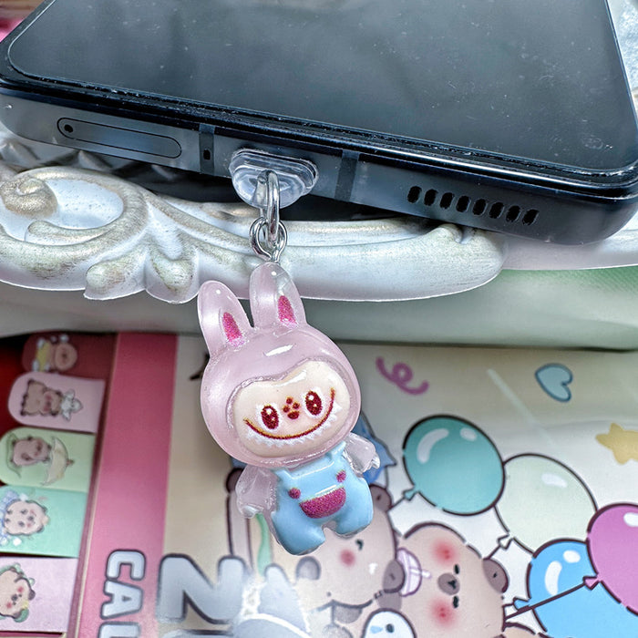 Wholesale Mobile phone dust plug charging port dust cap luminous pull cloth dust plug