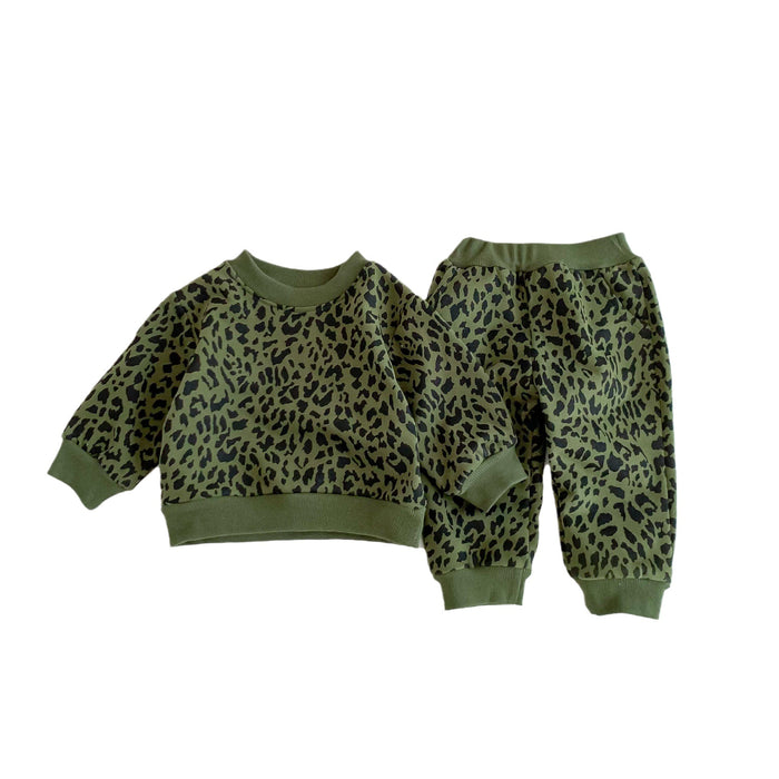 Wholesale Cute Leopard Print Sweatshirt Pure Cotton Long Sleeve Baby Clothes Suit JDC-BC-WeiNiS007