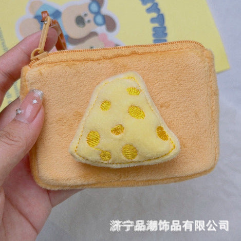 Wholesale Cartoon Toast Bread Burger Coin Purse Plush Fruit Capybara Pendant Coin Storage Bag