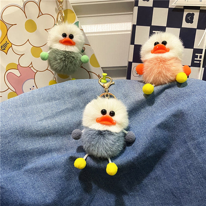 Wholesale Duck keychain cute plush student bag pendant cartoon elf car keychain accessories