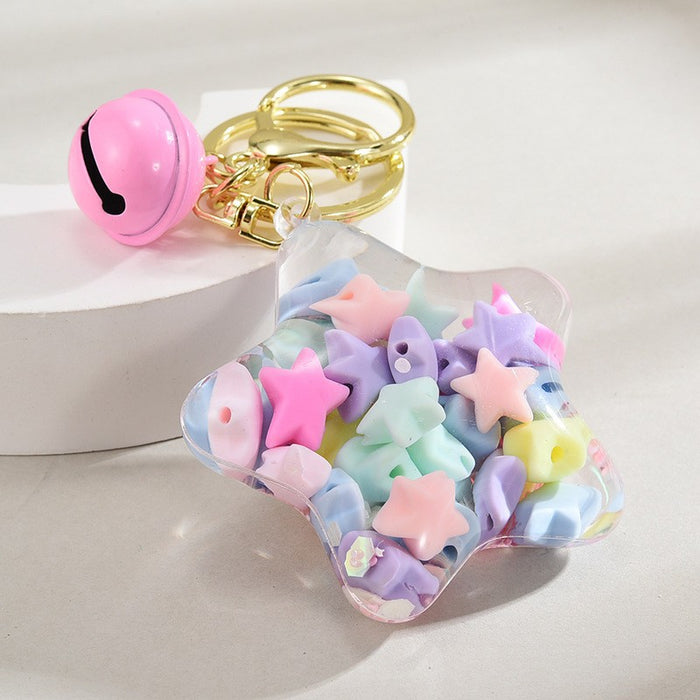 Wholesale Acrylic Oil-Filled,  Flowing Glitter Starfish Keychain