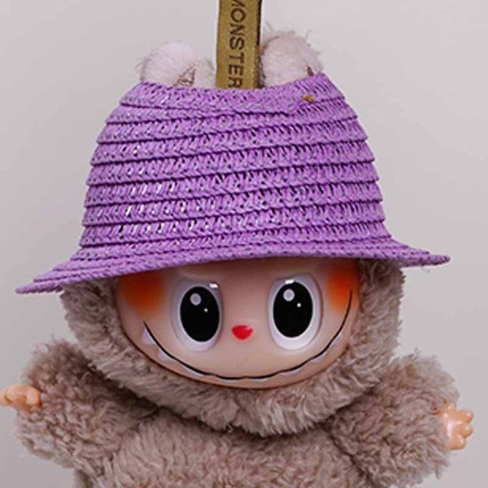 Wholesale  mini hollow top woven straw hat dome wave pull cloth leaking ear hat dress-up baby clothes accessories
