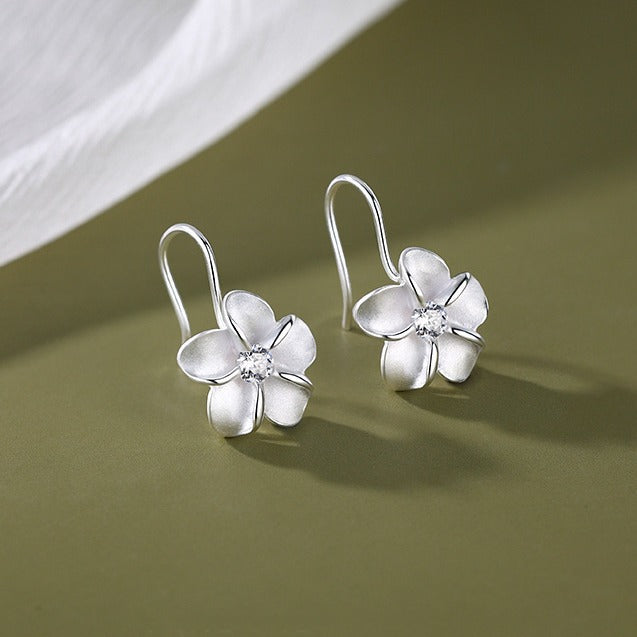 Wholesale Zircon flower earrings with a high-end and personalized feel, set with zircon flower ear hooks and earrings