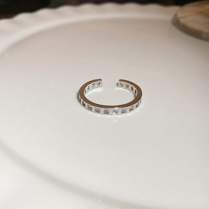 Wholesale Zircon diamond geometric love open ring sweet niche fresh index finger ring fashion high-end jewelry