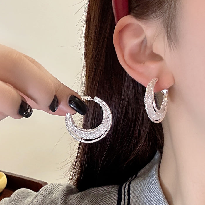 Wholesale Atmospheric, light luxury, mesh fashion, high-end feel, internet celebrity, ear ring, feminine temperament