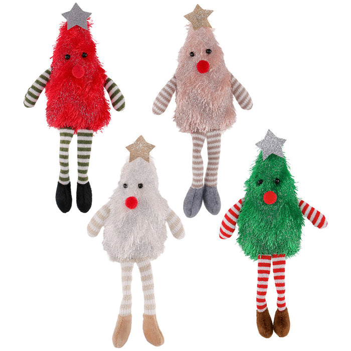 Wholesale Christmas tree shaped long-legged doll desktop ornaments cute plush doll Christmas decorations