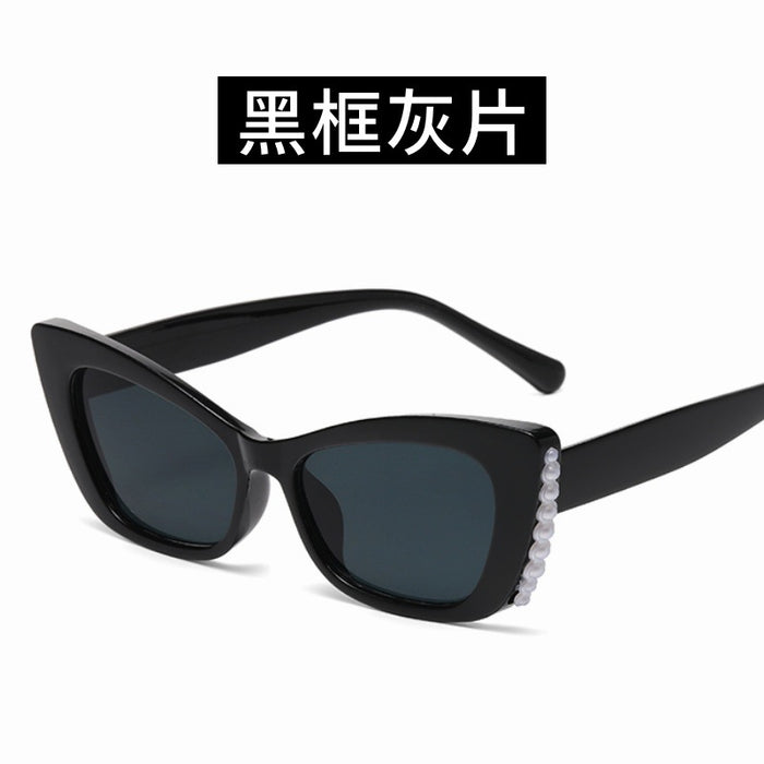 Wholesale Cat's Eye Pearl Sunglasses Simple Sunglasses Trendy Personalized Sunglasses Anti UV High End