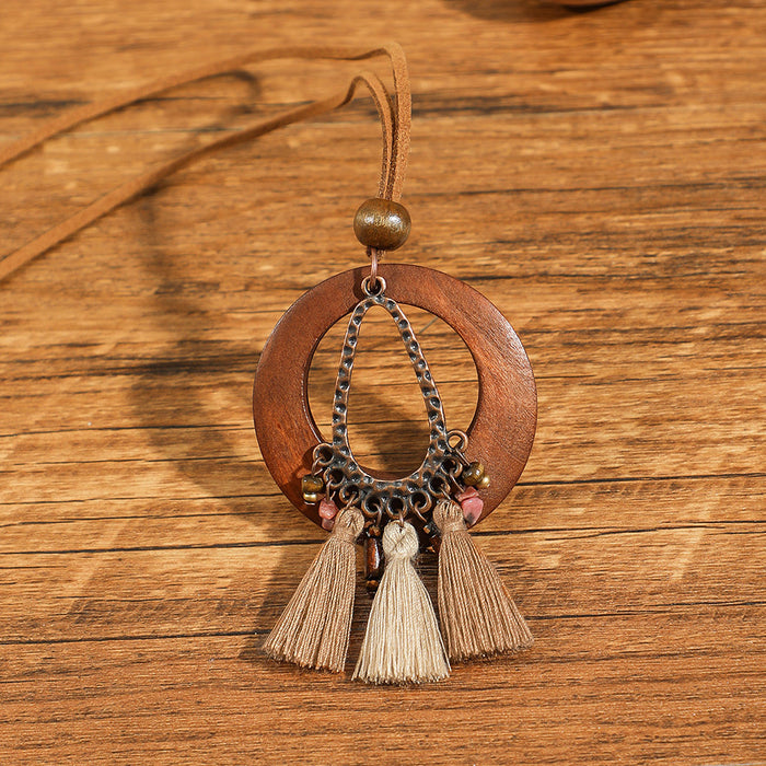 Wholesale Ethnic Literary Retro Tassel Flower Shell Necklace Fashion Accessory Gift MOQ≥2