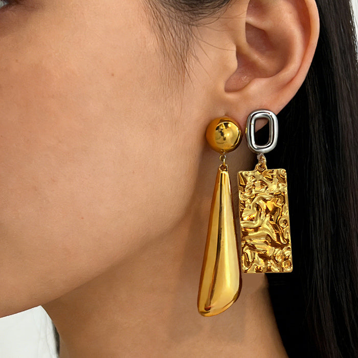 Wholesale Stainless Steel Geometric Teardrop Luxury Earrings