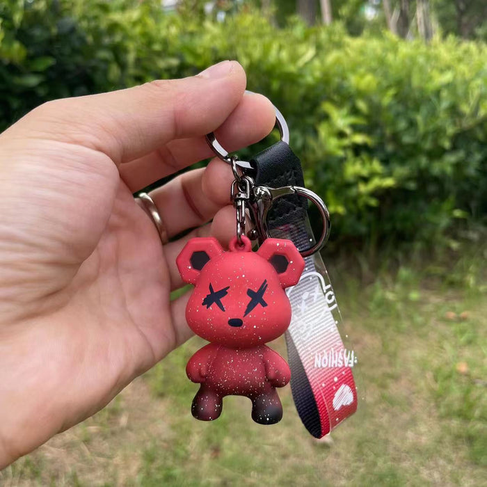 Wholesale  Cute Cartoon Silicone Bear Keychain Couple Doll Small Pendant Car Key Chain