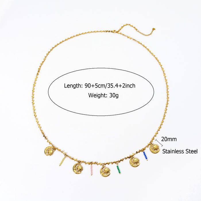 Wholesale Fashionable new beach style stainless steel shell waist chain with sunflower pendant, personalized temperament body chain